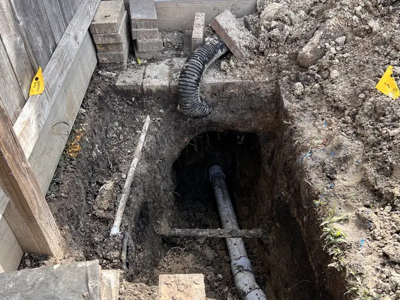 Old cast iron out, new PVC in, yard put back — 2 of 6
